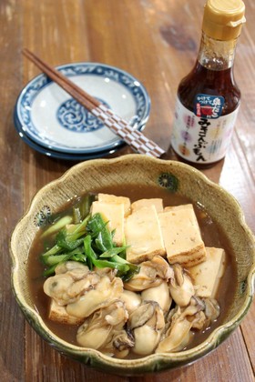 かきと焼き豆腐のすき焼き風