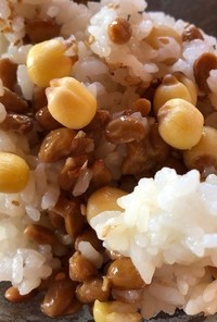 納豆と蓮の実のご飯