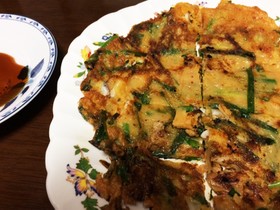 ニラたっぷり!簡単キムチチヂミ