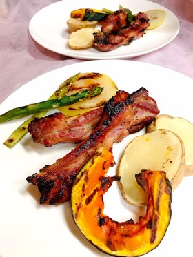 スペアリブと野菜のココットプレート焼き