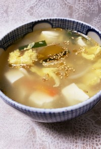 かぶとニラの中華ふわふわ玉子スープ