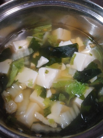 うどんスープでもう一品野菜スープの写真