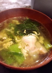 手羽と小松菜の卵スープ