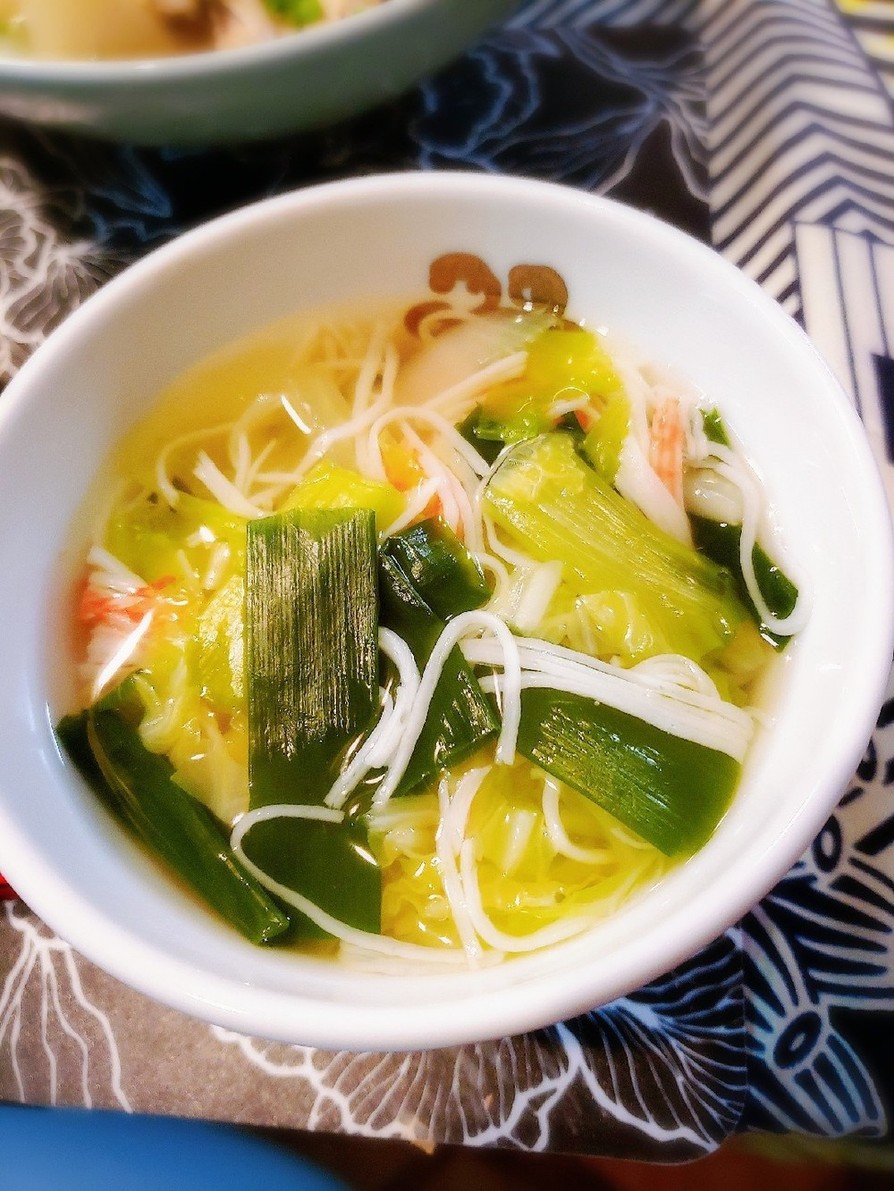 簡単 低カロリー 白菜とネギのスープの画像