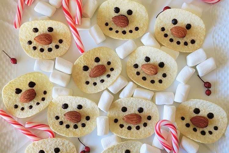 クリスマスの簡単お菓子スノーマンチップス レシピ 作り方 By ｂiｂiすみれ クックパッド 簡単おいしいみんなのレシピが367万品