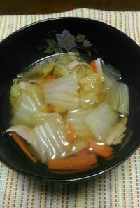白菜とベーコンの酢っきりスープ