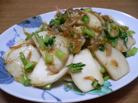 かぶと小エビのささっと炒め