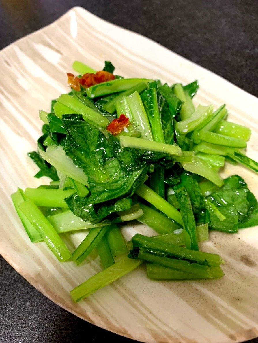 小松菜のペペロンチーノ味の画像