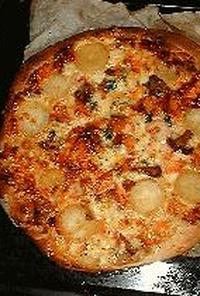 Pizzaの生地（薄焼き＆ふっくら）と　鮭＆なめこのピッツア