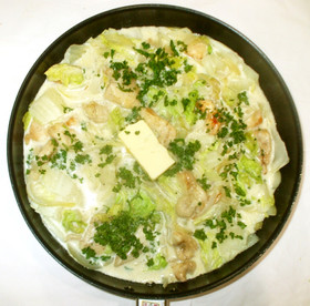 白菜鶏むね肉豆乳のクリーム煮♪簡単咳に