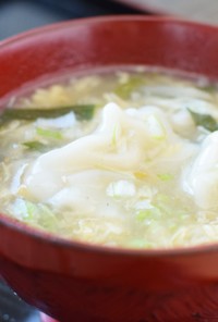 ～簡単～ニラ玉水餃子の中華スープ