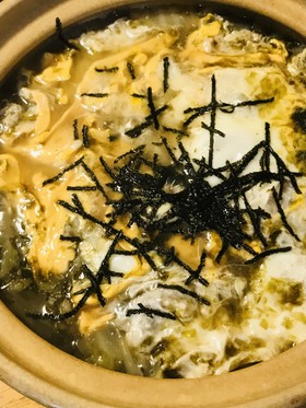 お鍋の素で作る●鶏肉の細切り海苔雑炊