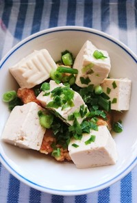 絶品！唐揚げと豆腐のサラダ(^^)d