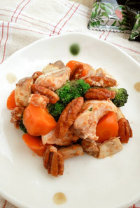 鮭と温野菜のピーカンナッツ味噌サラダ