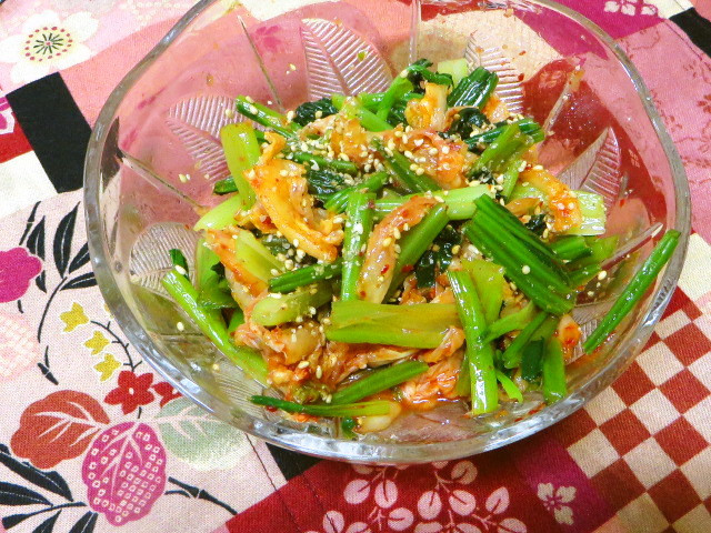 ＊茹でおき小松菜のキムチ和え＊の画像