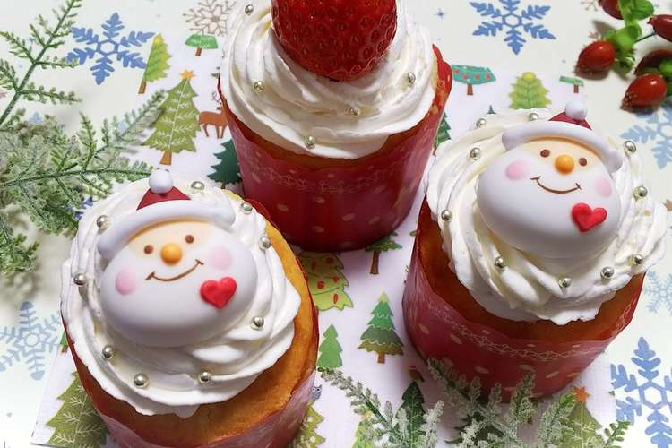 クリスマス ホワイトショコラカップケーキ レシピ 作り方 By もへほっぺ クックパッド