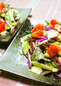 紫水菜とミックスビーンズのサラダ