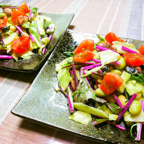 紫水菜とミックスビーンズのサラダ