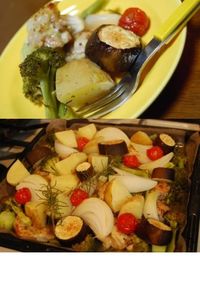 夏野菜とチキンのオーブン焼き