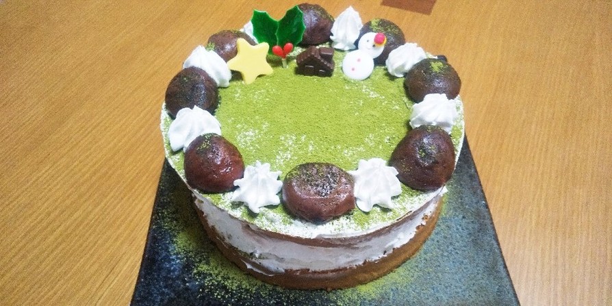 大人のクリスマス～抹茶と和栗のケーキ～の画像
