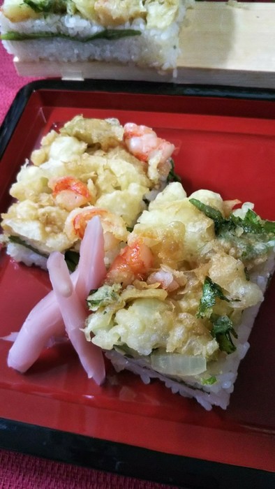 簡単&美味しい【海老天丼 押し寿司】の写真