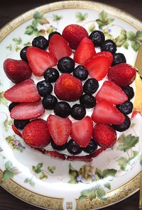 ５分で簡単苺とブルーベリーケーキ（節約）
