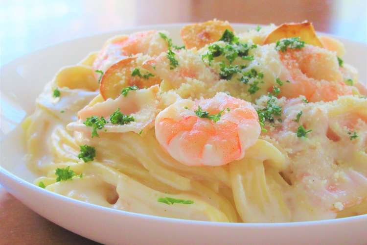 海老のガーリックチーズクリームパスタ レシピ 作り方 By ﾋﾟｰさんのﾟｰﾟﾟ クックパッド 簡単おいしいみんなのレシピが355万品