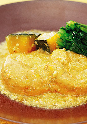 枝豆がんもとかぼちゃのとろとろ煮込み