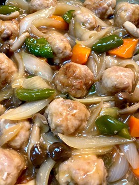 シャキシャキ野菜と豚肉の肉団子甘酢餡