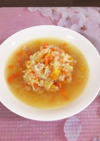 千切りキャベツの野菜スープ
