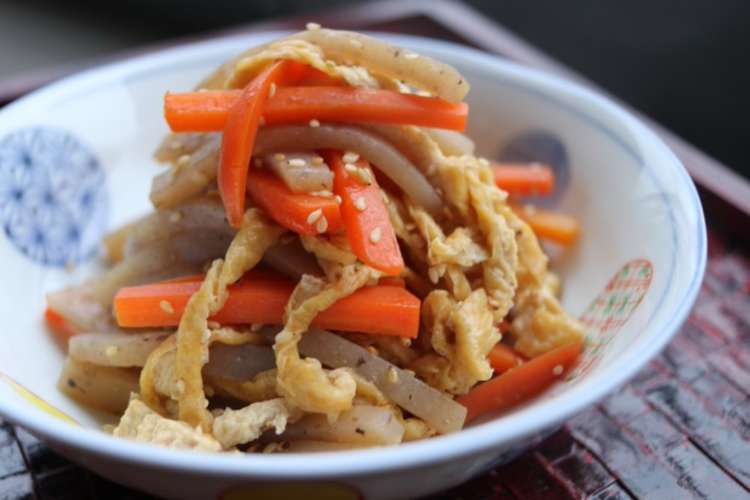 こんにゃく 油揚げ 人参の炒め煮 レシピ 作り方 By Mtg クックパッド