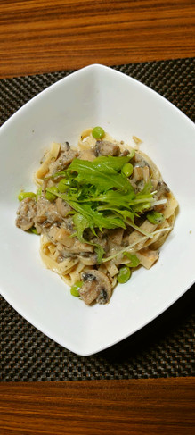 ヨウサマの減塩ボルチーニ茸風パスタ