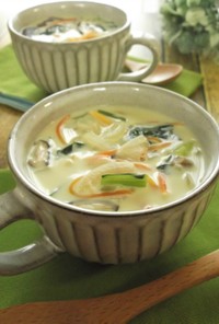 【野菜スープの素】で豆乳野菜スープ
