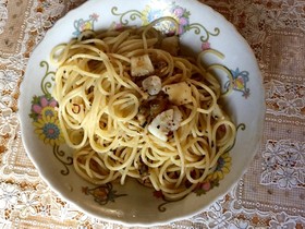 魚介とエリンギのアヒージョパスタ