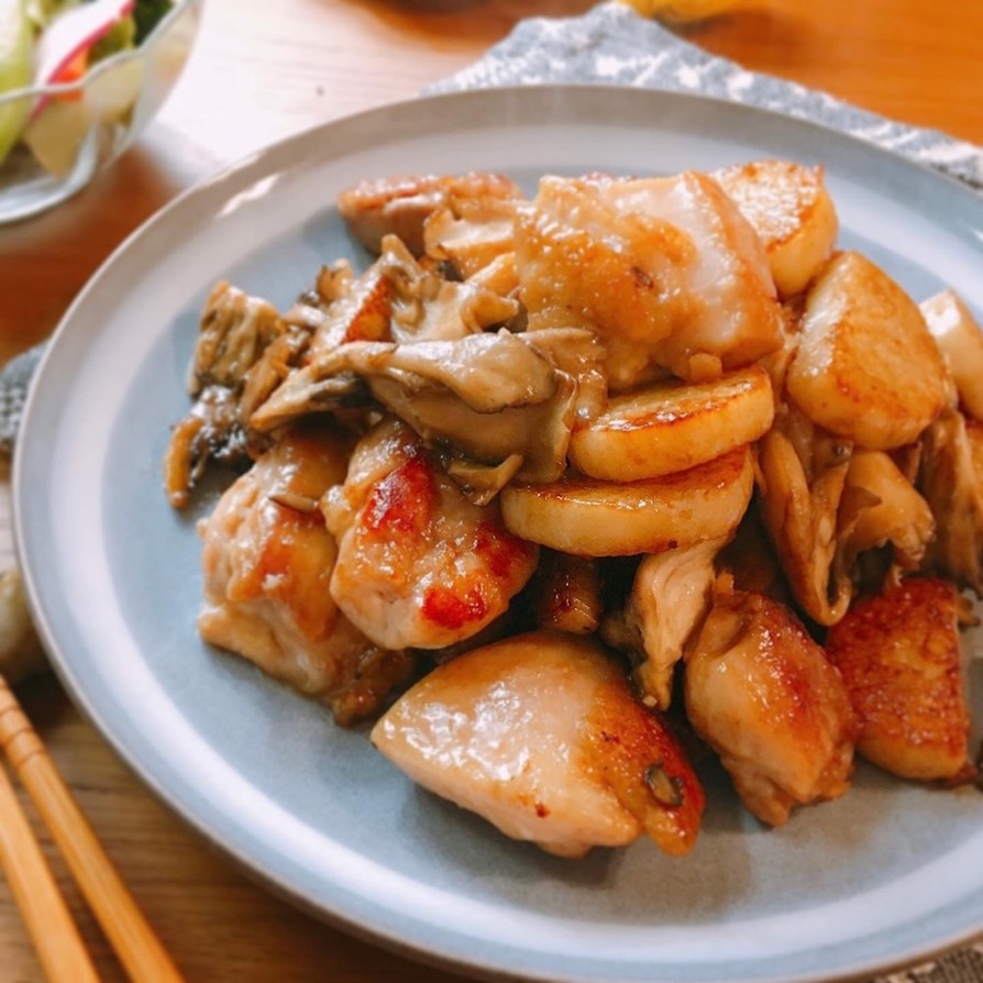 ご飯進む！鶏肉と長芋と舞茸のガリバタ醤油の画像