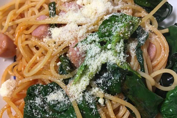 ソーセージほうれん草パスタ レシピ 作り方 By Teru0358 クックパッド 簡単おいしいみんなのレシピが349万品