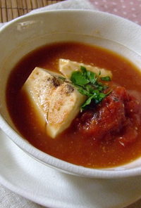冷たい♪豆腐とトマトの味噌スープ