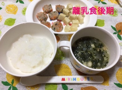 9ヶ月☆蓮根餅 豆腐ステーキ 味噌汁の写真