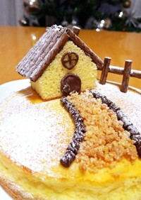 簡単！お菓子の家の飾り付きケーキ