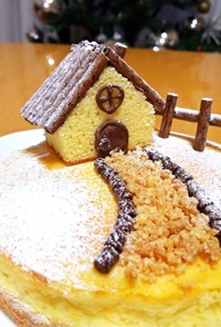 簡単！お菓子の家の飾り付きケーキ