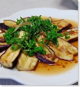 電子レンジde蒸し茄子♪ごま梅ドレシング