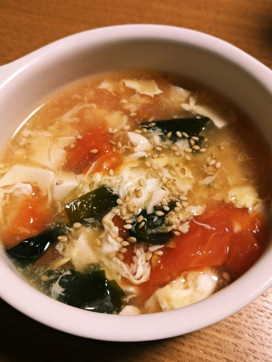 トマトと豆腐のかき玉スープの画像