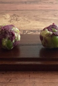 2色茶巾 鶯豆 紫芋パウダー