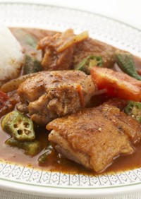 阿波尾鶏とオクラのガンボ風スープ