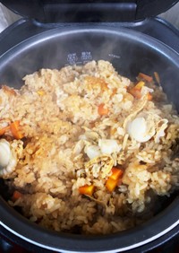 ベビーホタテと生姜のポン酢炊き込みご飯