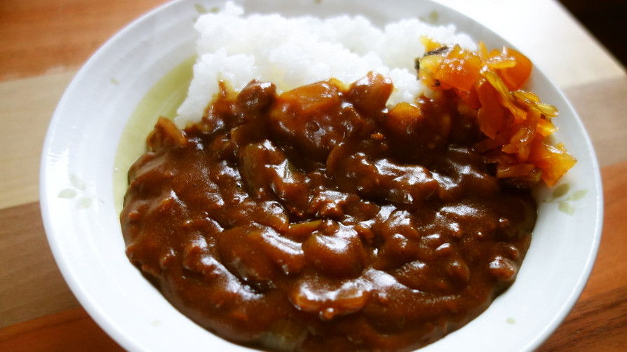 玉葱と牛ひき肉の甘辛カレーライスの画像