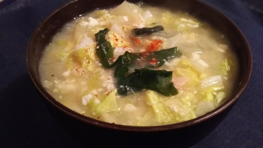 白菜味噌汁キムチ風の画像