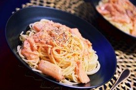 キムチベーコンクリームパスタ
