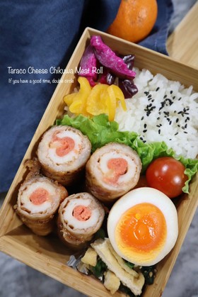 お弁当に!たらこチーズのちくわの肉巻き