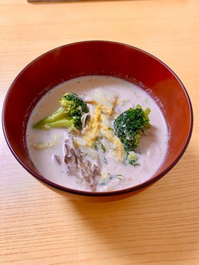 美肌に!豆乳味噌きな粉スープ♡